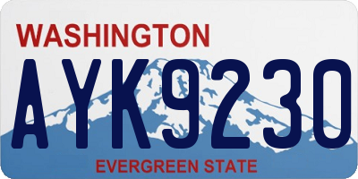 WA license plate AYK9230