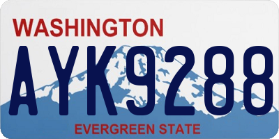 WA license plate AYK9288