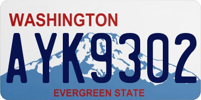 WA license plate AYK9302