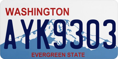 WA license plate AYK9303