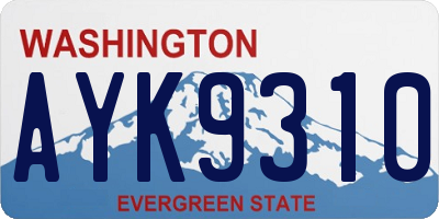 WA license plate AYK9310