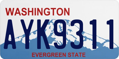 WA license plate AYK9311