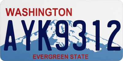 WA license plate AYK9312