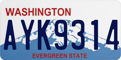 WA license plate AYK9314