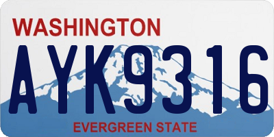 WA license plate AYK9316