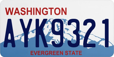 WA license plate AYK9321