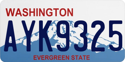 WA license plate AYK9325