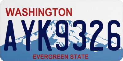 WA license plate AYK9326