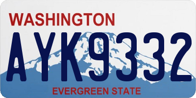 WA license plate AYK9332