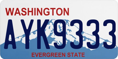 WA license plate AYK9333