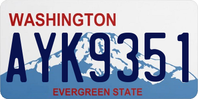 WA license plate AYK9351