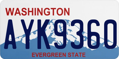 WA license plate AYK9360