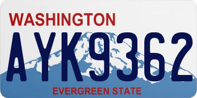 WA license plate AYK9362