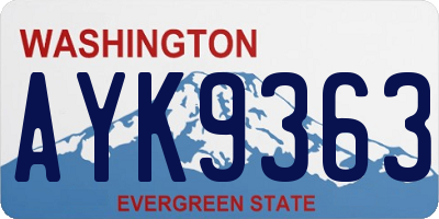 WA license plate AYK9363