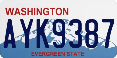 WA license plate AYK9387