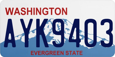 WA license plate AYK9403