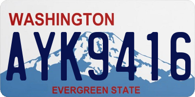 WA license plate AYK9416