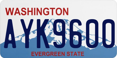 WA license plate AYK9600