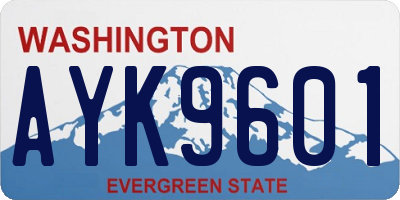 WA license plate AYK9601