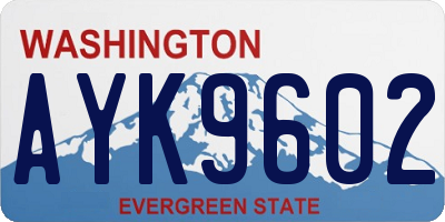 WA license plate AYK9602