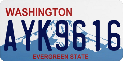 WA license plate AYK9616