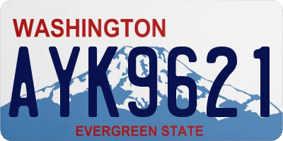WA license plate AYK9621