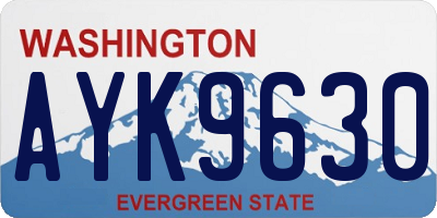 WA license plate AYK9630
