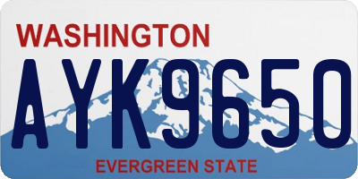 WA license plate AYK9650