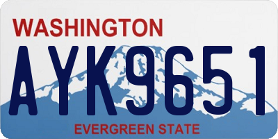 WA license plate AYK9651