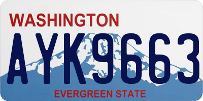 WA license plate AYK9663