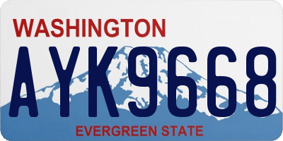 WA license plate AYK9668