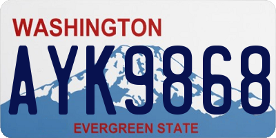 WA license plate AYK9868