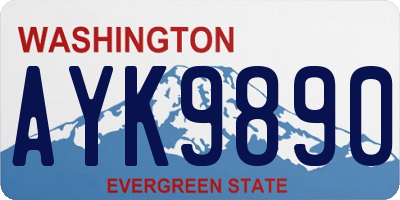 WA license plate AYK9890