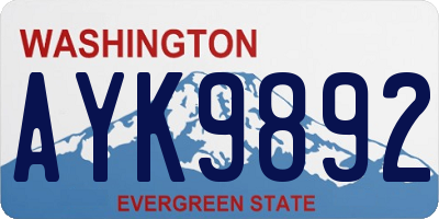 WA license plate AYK9892
