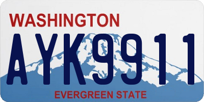WA license plate AYK9911