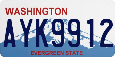 WA license plate AYK9912