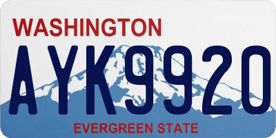 WA license plate AYK9920