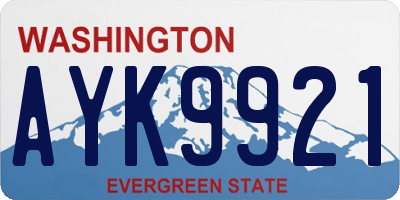 WA license plate AYK9921