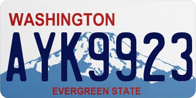 WA license plate AYK9923