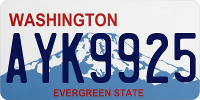 WA license plate AYK9925