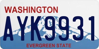 WA license plate AYK9931
