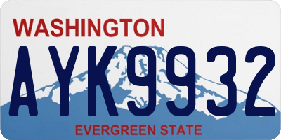WA license plate AYK9932