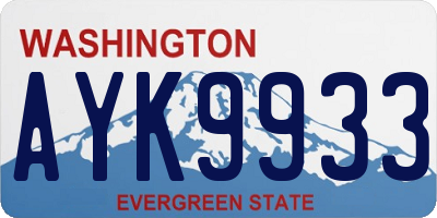 WA license plate AYK9933