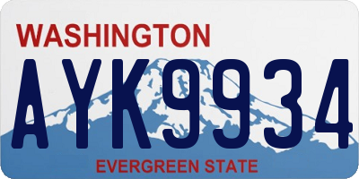 WA license plate AYK9934