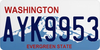 WA license plate AYK9953