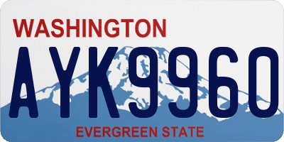 WA license plate AYK9960