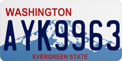 WA license plate AYK9963