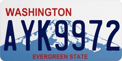 WA license plate AYK9972