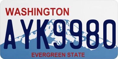 WA license plate AYK9980