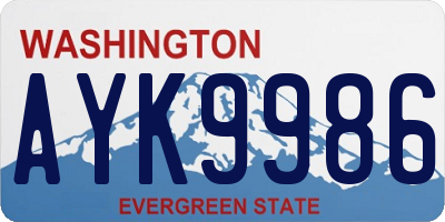 WA license plate AYK9986
